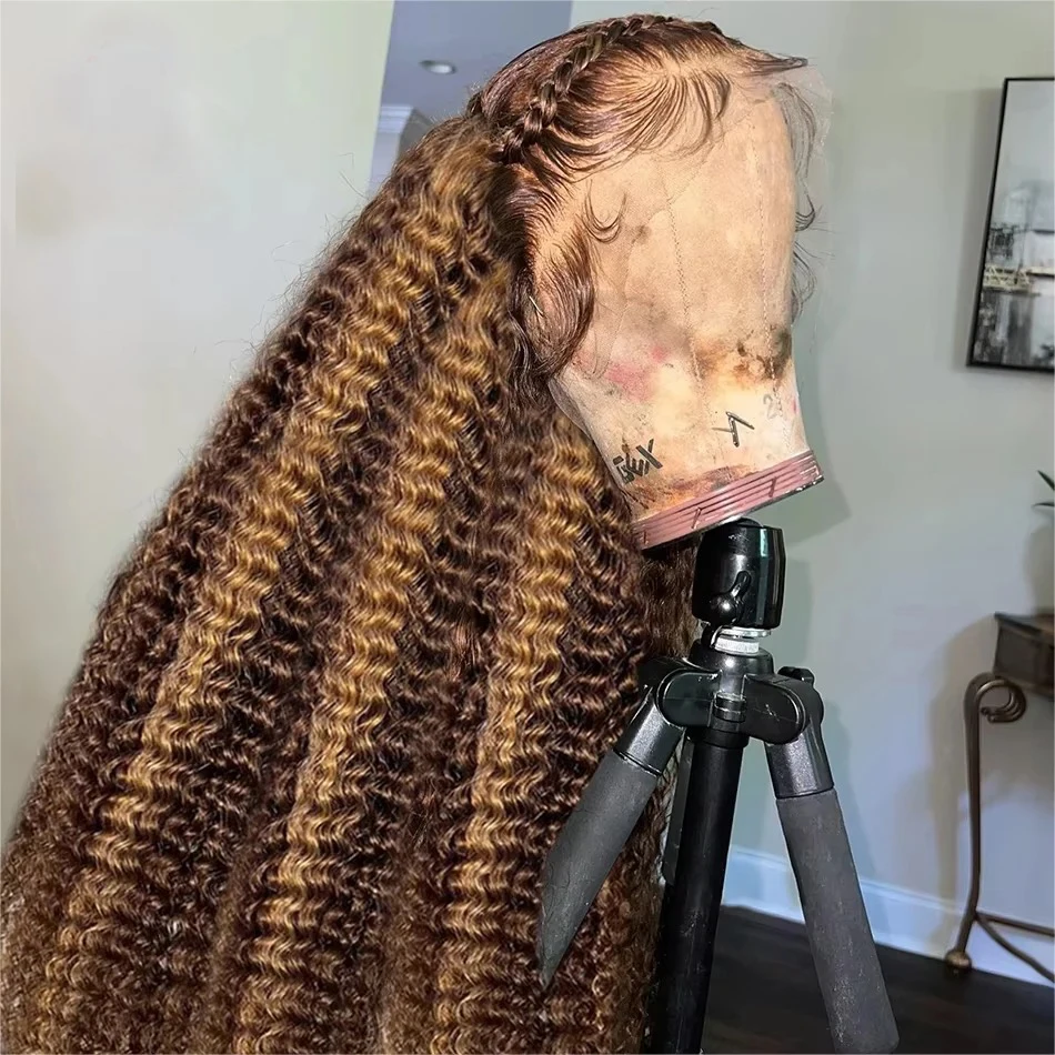 34Inch 13x4 Highlight Deep Wave Wig Human Hair 13X4 Lace Frontal Wig 4/27 Deep Wave Human Hair Wigs 5x5 Glueless Wig 200 Density 2