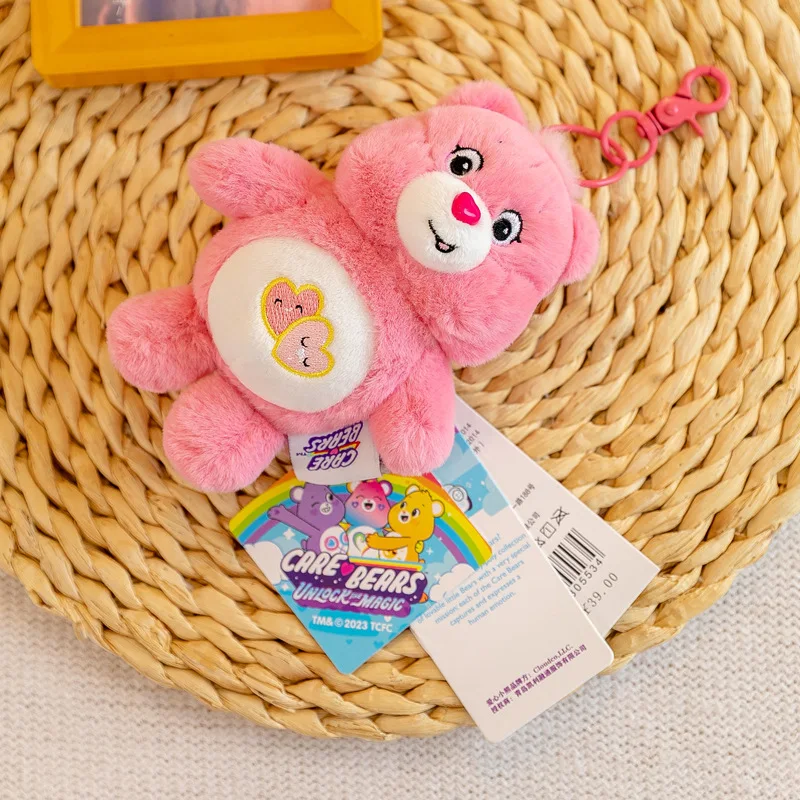 Care Bears Plush Keychain Carebears Rainbow Bear Squeak Voice Stuffed Toys Doll Backpack SchoolBag Decor Keyring Girl Gifts