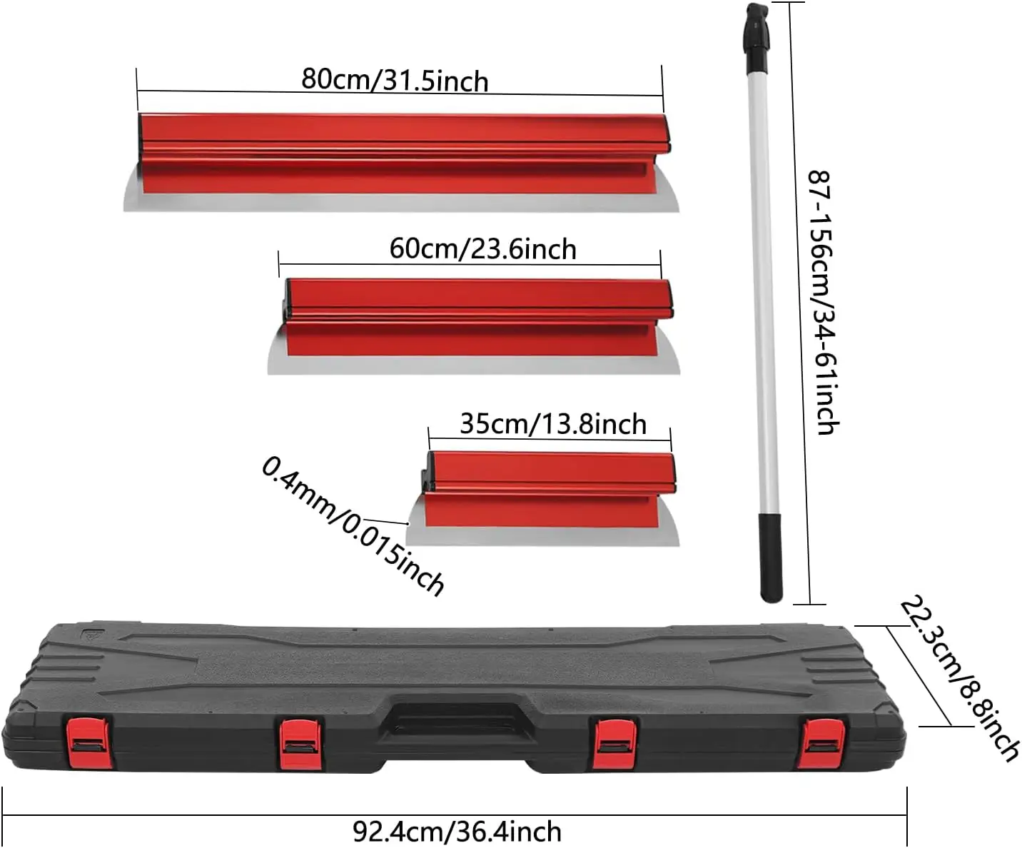 BYMAOCAR Drywalll Skimming Blade Set, Professional Drywall Skimming Tools for Smoothing Wall and Ceiling, with Storage Box