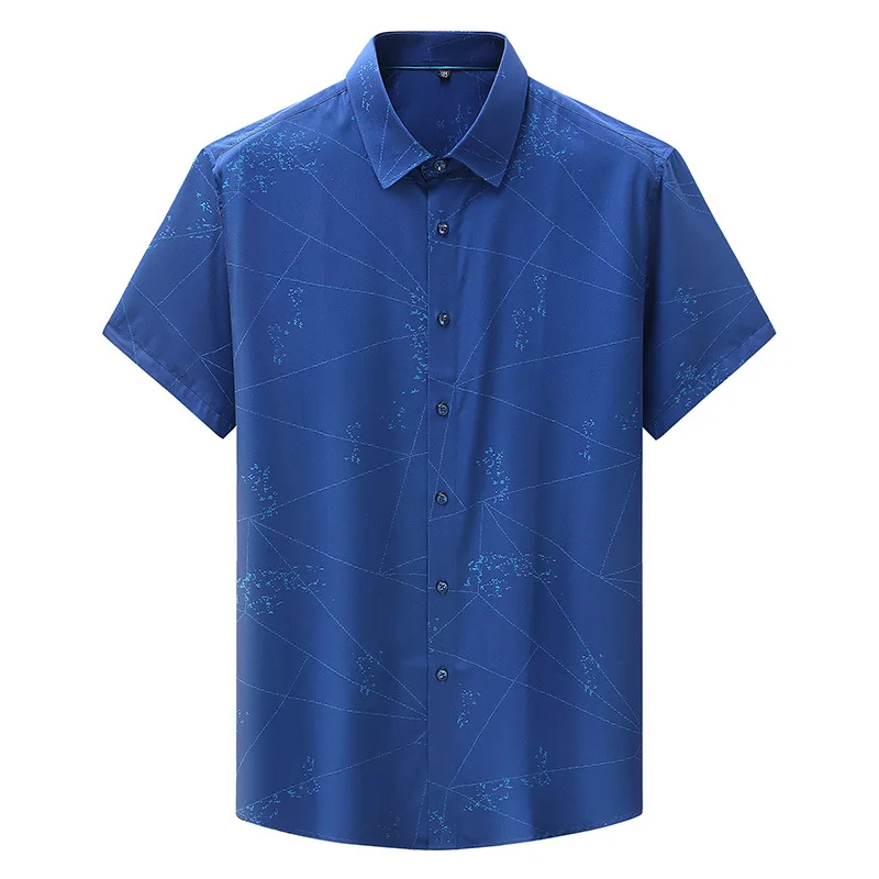 

New Arrival Summer Suepr Large Men's Short-sleeved Pangge Loose Casual Jacquard Shirt Thin Plus Size 2XL 3XL 4XL 5XL 6XL 7XL 8XL