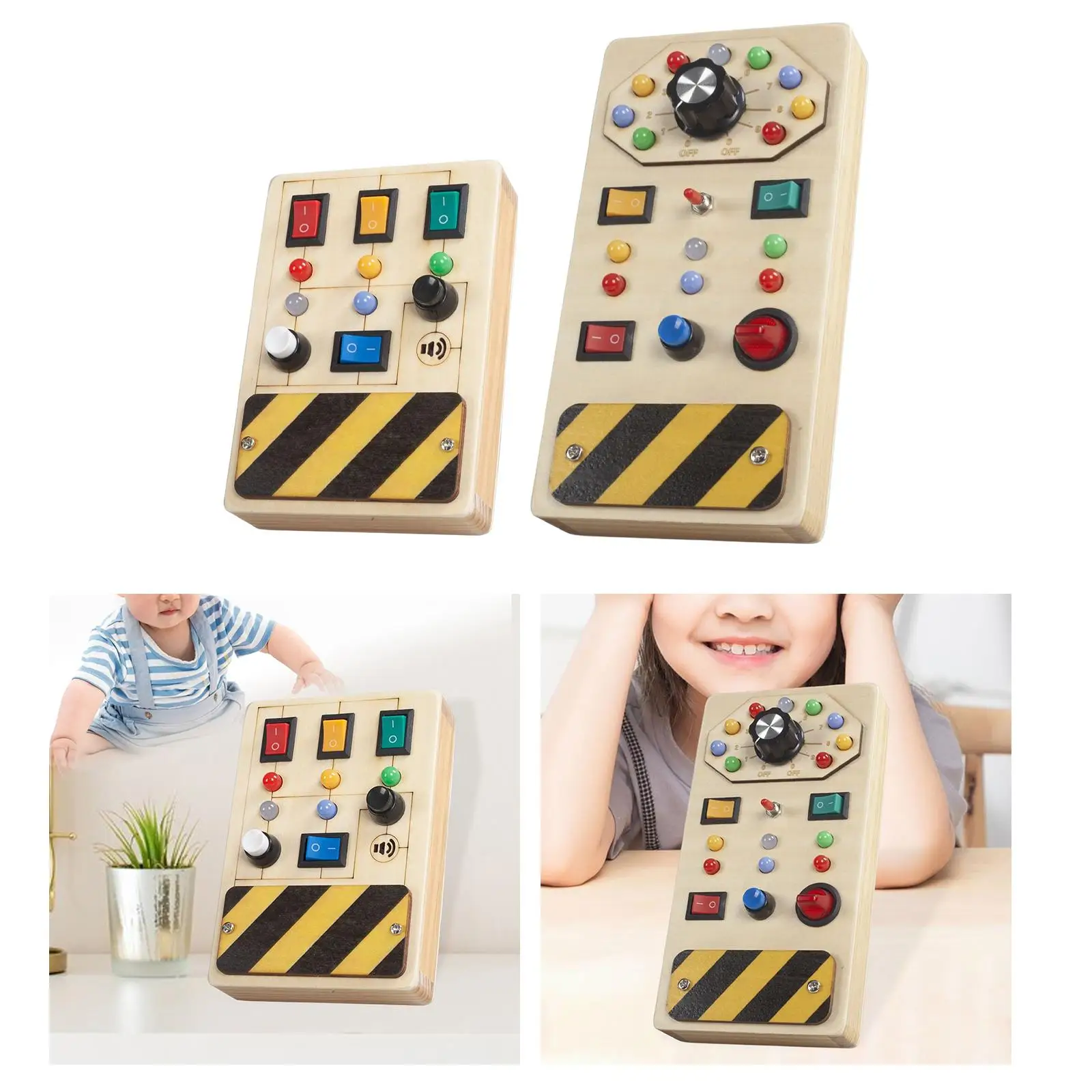 

Montessori Busy Board Sensory Toys Button Busy Board Busy Board with LED for Birthday Gift Early Education Outdoor Interaction