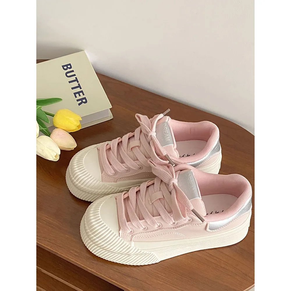 Thick Soled Leather Top Quality Women Shoes 2024 Instagram Trendy Fashion Soft Soled Women Casual Shoes Sports Shoes 24-155