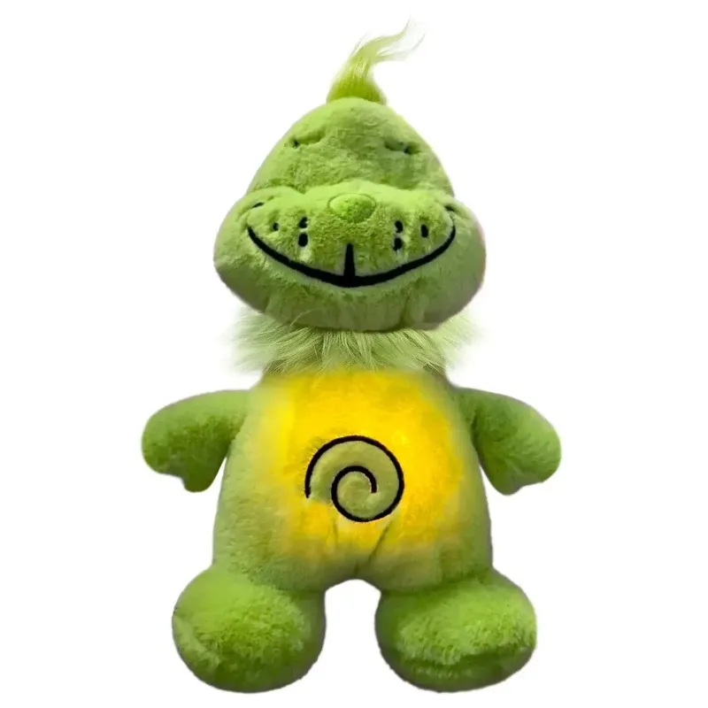 Green Interactive Breathing Plush Toy- Anime Companion Doll with Pulsing Glow Belly,Cuddly Stuffed Animal（without battery）