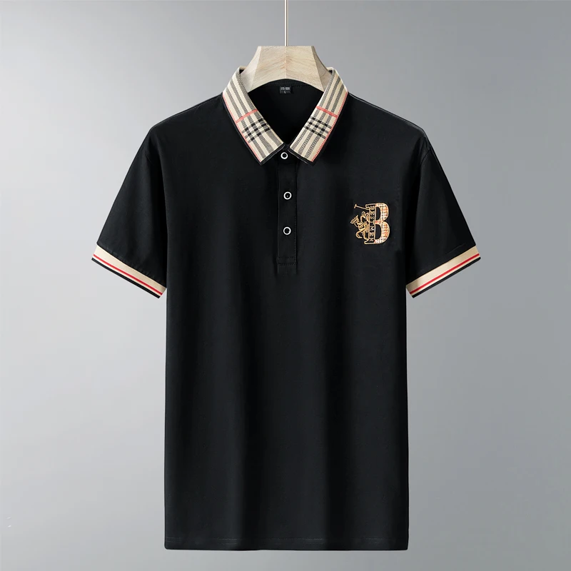 

High-End Luxury Brand Shirts Summer Mens Polo Shirts with Short Sleeve Turn Down Collar Casual Tops Fashions Shirt Men Clothing