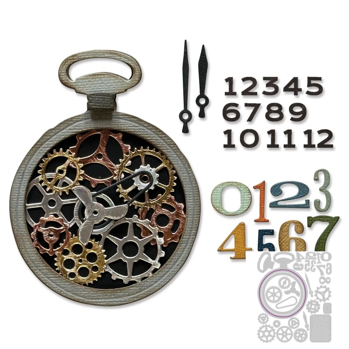 2024 Aprile New Watch Gears Thinlits Pocket Watch Metal Cutting Dies Scrapbooking Per Biglietti Di Auguri Di Carta Che Non Fanno Timbri Trasparenti