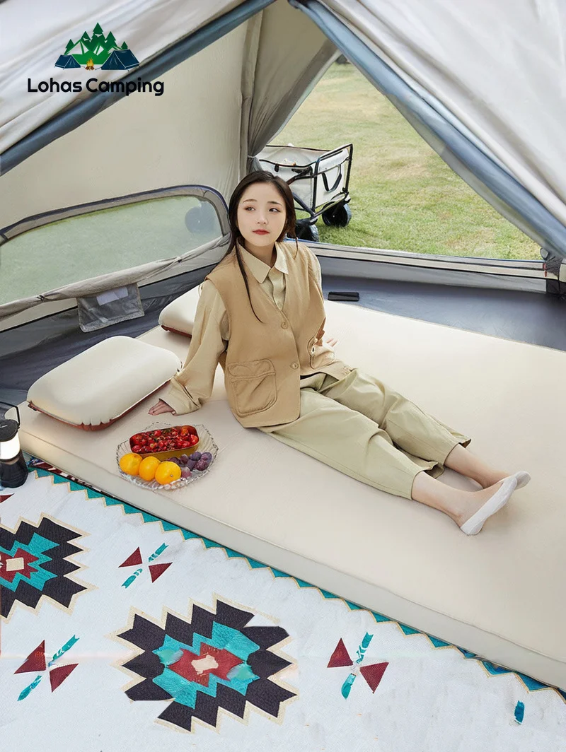 Lohascamping double Self-inflating Mattress Thick 10cm Compact Folding Camping Sleeping Bed Pad 1-2 Person tent Air Mat floor air mattress