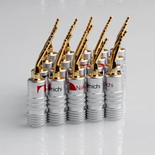 

8PCS 2mm Banana Plug Nakamichi Gold Plated Speaker Cable Pin Angel Wire Screws Lock Connector For Musical HiFi Audio