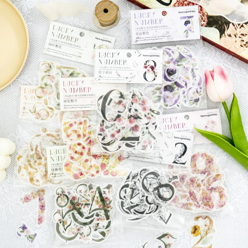 

8packs/LOT Lucky number series retro paper masking washi sticker