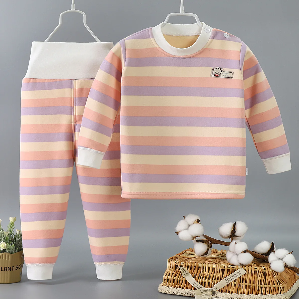 Thicken Warm Plush Children Clothes Sets for Boy Girl Underwear Suits Autumn Winter children clothes
