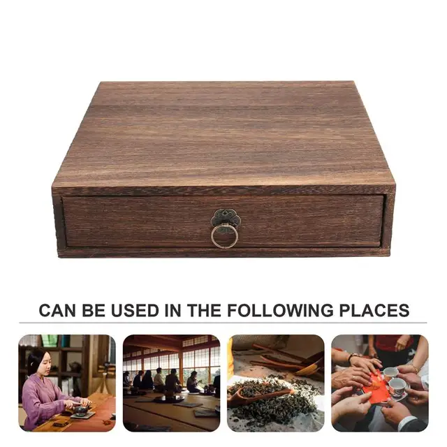 1 Beállítva Fából Készült Tea Doboz Caddy Vintage Fa Teafiók Pu'Er Tároló Fiók - Image 5
