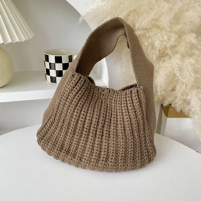 Kids Boys Girls Cute Hand Bags 2024 New Fashion Children Knitted Shoulder Bags Baby INS Solid Hand Bags Japanese Korean Style 6
