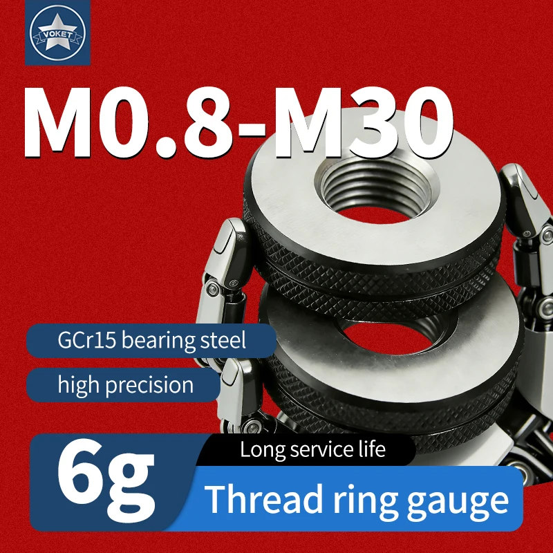 VOKET 탭스 1세트 6g M0.8-M30 미터법 나사 링 게이지 Go 및 No-G..