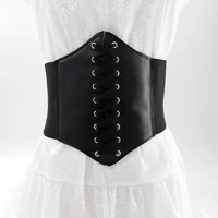 Body noir Shapewear femmes vêtements gothiques sous le buste taille Cincher formateur Pu cuir élastique Sexy mariée Corsets et Bustiers 2