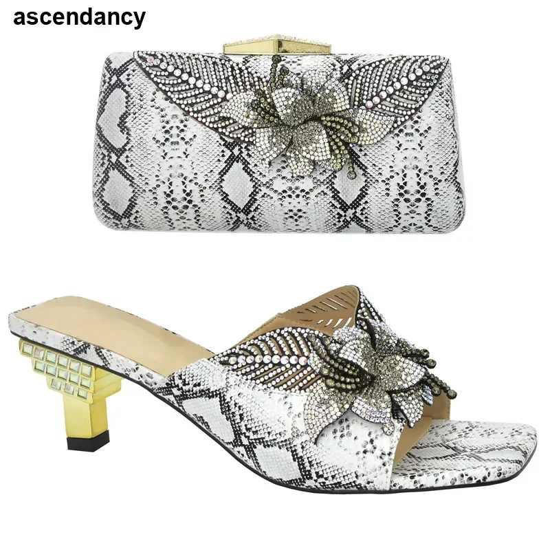 

Wedding Shoes for Women Bride 2024 Fashion Women Matching Shoes and Bag Set Decorated with Rhinestone Wedding Shoes Bride