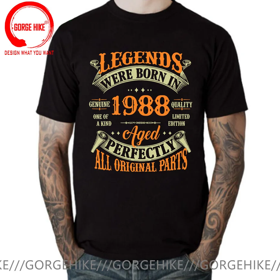 

Novelty Summer Style Legends Born In 1988 T Shirts Men Graphic Streetwear Born in 1988 Birthday Gifts 35 Years Old 35th T-shirt