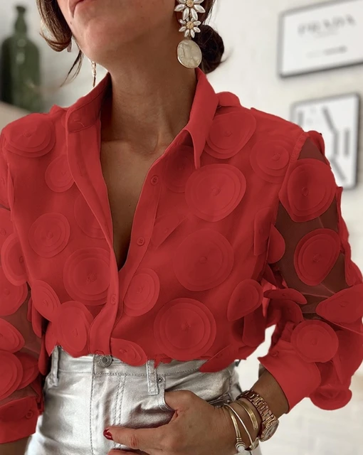 3D Polka Dot Lantern Sleeve Shirt 5