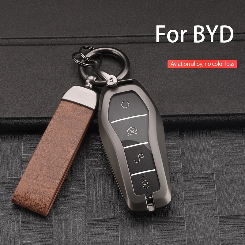 

Alloy Leather Car Remote Key Case Shell for BYD Second Song Pro Tang Dm QIn PLUS MAX Yuan Generation Atto 3 Han EV Dolphin