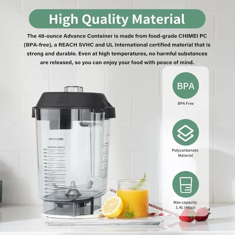 ミキサーの部品、 ブレンダーピッチャー 48オンス、互換性がありますVitamix Quiet One 15978 VM0145 48オンスブレンダーコンテナカップ本体、互換性があります Vitamix THE QUIET ONE VM0145 VM0149 V