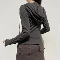 Casual Streetwear Basic Hooded Pockets Sweatshirt Tracksuit Solid Long Sleeve Hoodies Women 2024 Autumn Spring Fashion - Image 4