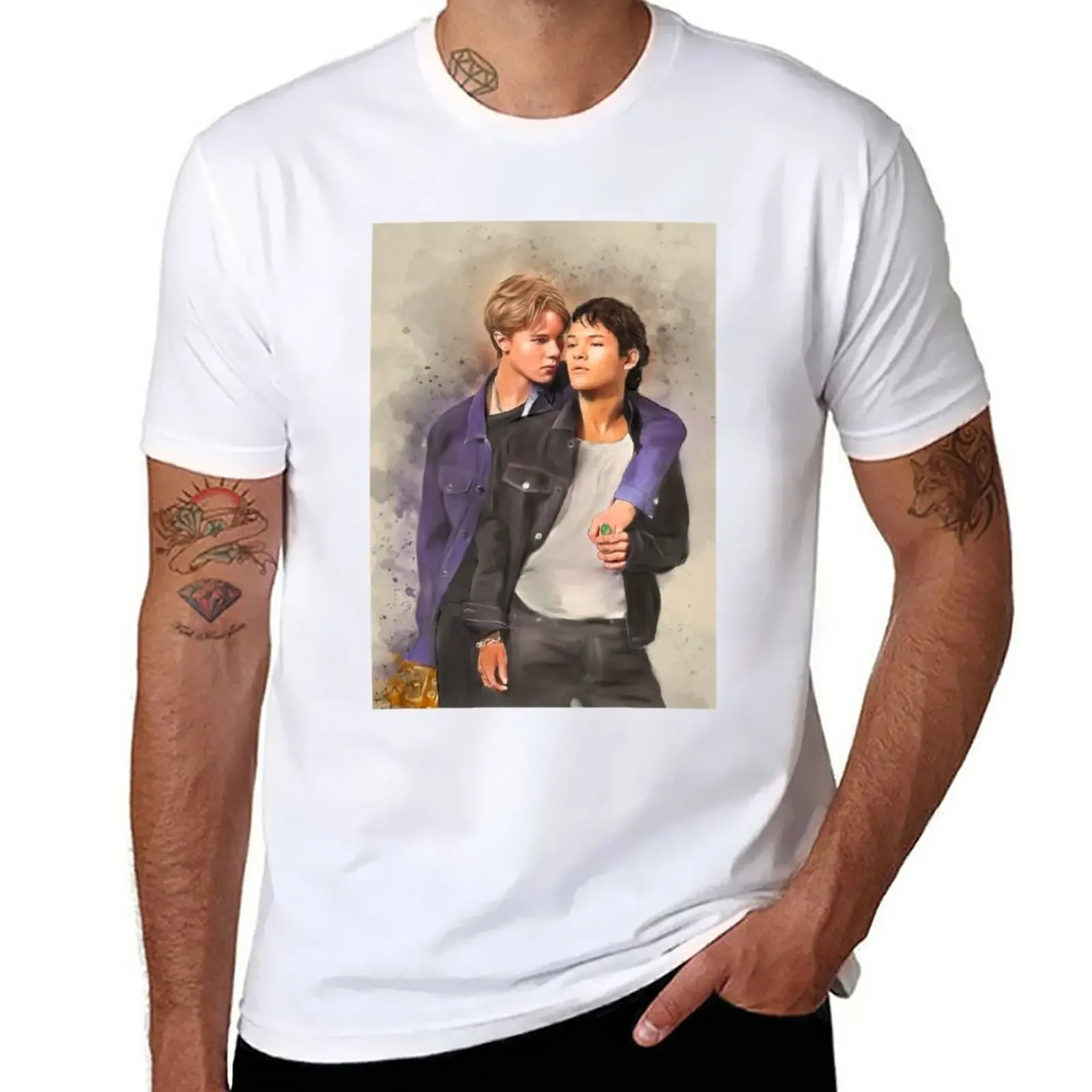 

Watercolor of Wilhelm and Simon from Young Royals T-Shirt quick-drying customs design your own clothes for men