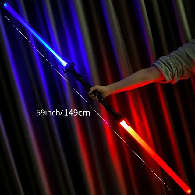 2PCS 2-in-1 Laser Sword Red and Blue Double Saber Transformation Children's Gift Cosplay Weapon Boy Toy 4