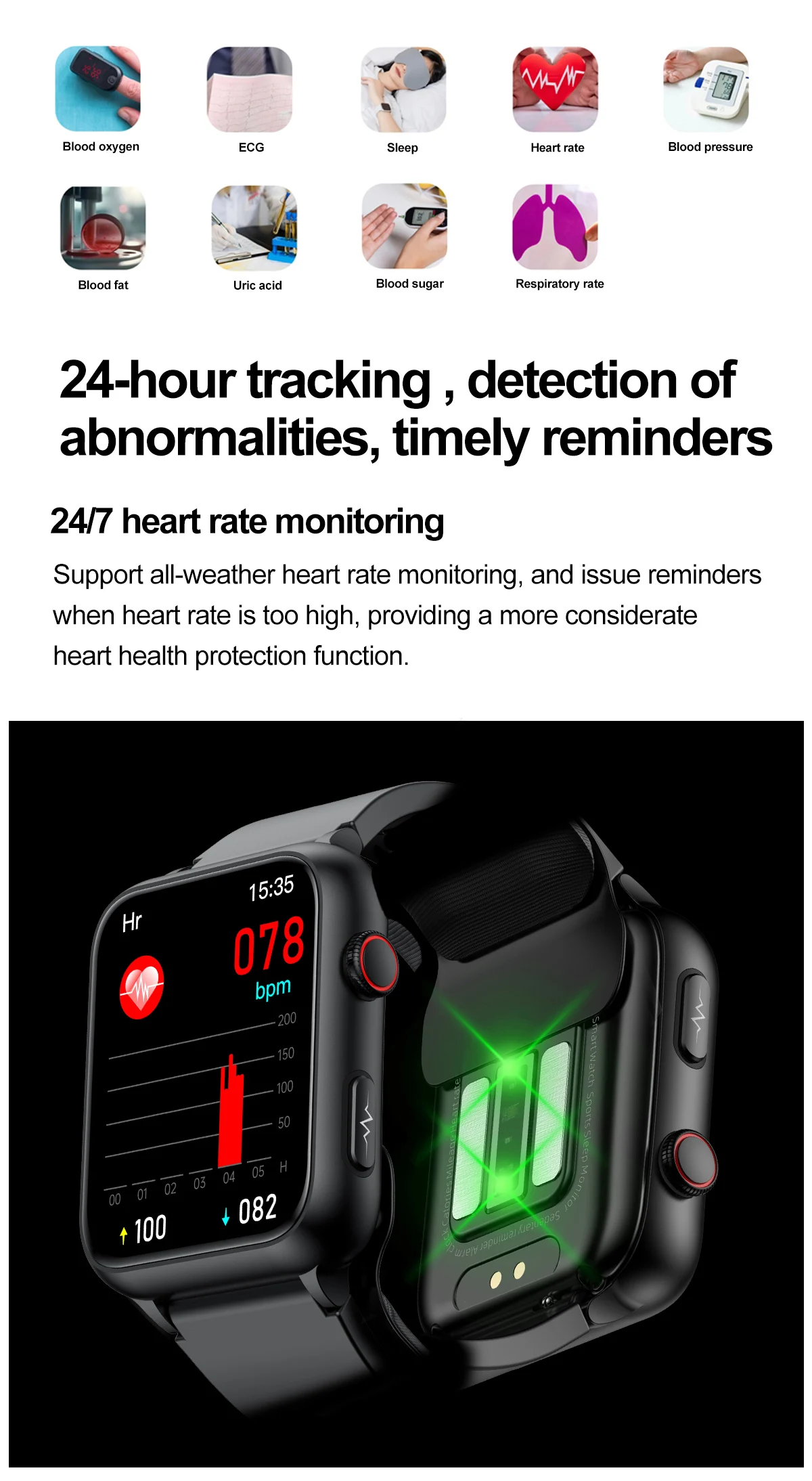 TK63 Smart Watch 1.91 inch full touch screen Air Pump+Airbag blood pressure voice broadcast Healthy smartwatch for Men Women 5
