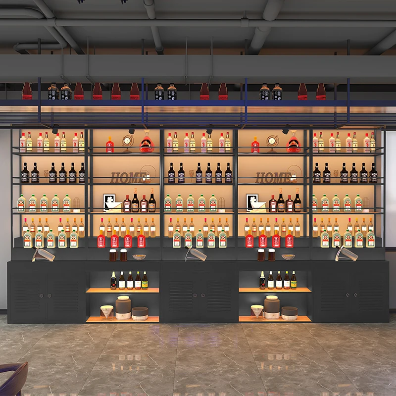 Club Whisky Bar Cabinet Storage Metal Modern Unique Holder Wine Cabinets Cellar Industrial Adega Barzinho Kitchen Furnitures