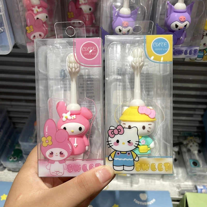 

Kawaii Sanrio Anime Toothbrush Cute My Melody Hello Kitty Kuromi Short Toothbrush Portable Travel Toothbrush Gifts for Children