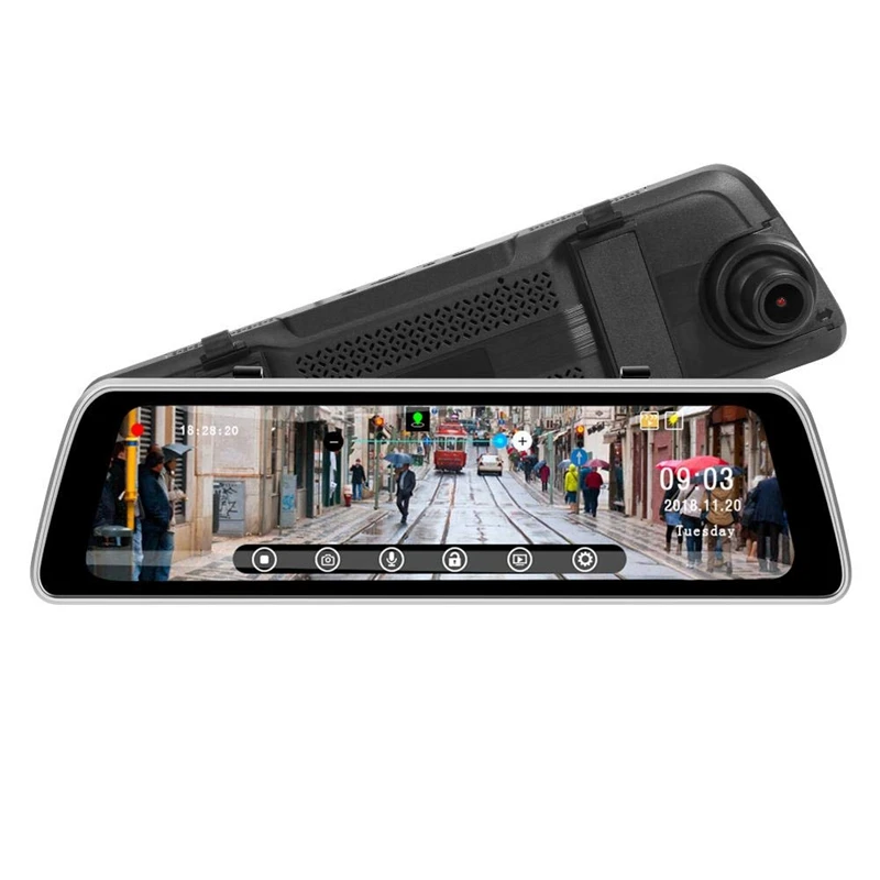 

Mirror Dash Cam Backup Camera 9.35 Inch Full Hd Pressscreen Car Dash Camera Stream Media Dual Lens Wdr Fhd 1080P Dash Camera Wit