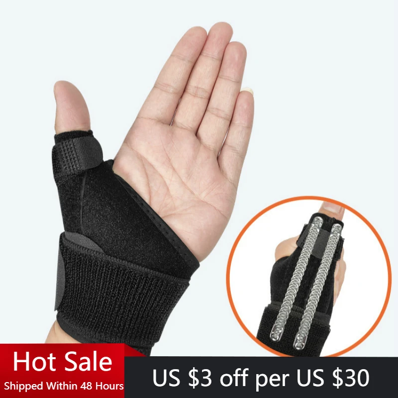 

1pcs Splint Thumb Brace Splint 2 Springs Support Thumb Trigger Finger Wrist Wraps for Wrist Stabilizer Left Right Hand Men Women