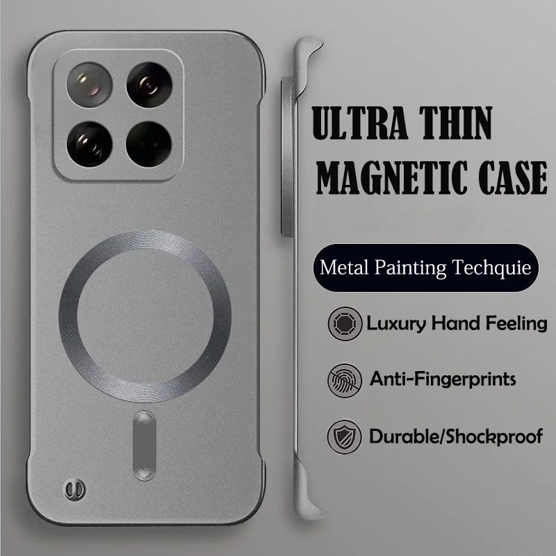 Luxury MagSafe Wireless Charging Phone Case with Magnetic Bumper and Hard PC Protective Cover