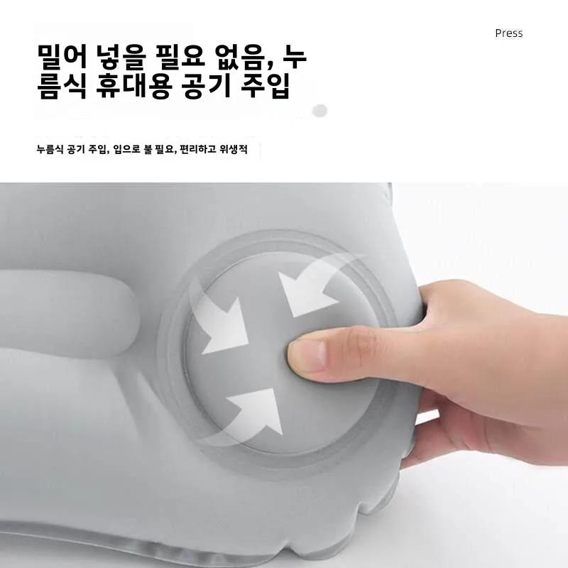 휴대용 에어 여행 베개 U자형 낮잠 지지 등받이 쿠션 다기능 공기 주입식 휴식 베개