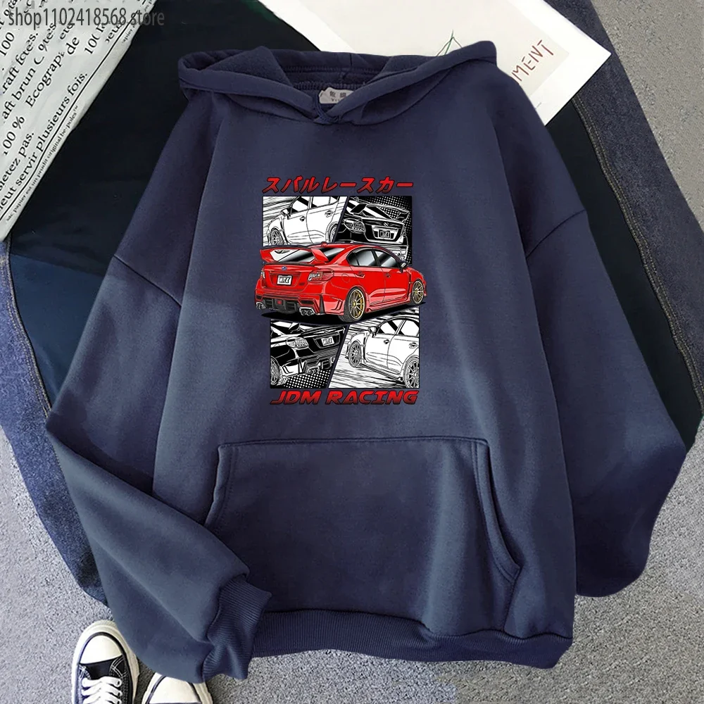 Initial D JDM Red Subie Hoodie Males Winter Clothes Anime Japan Style Impreza WRX STi Printed Sweatshirt Harajuku Graphic Tops 3