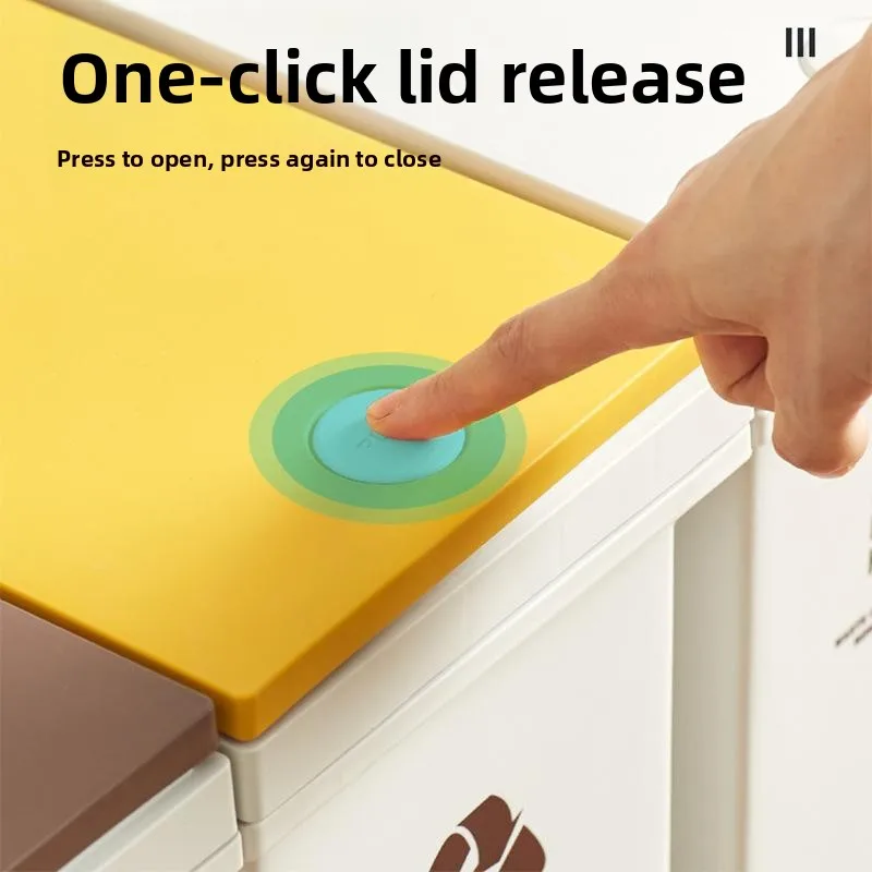 Kitchen Living Room Large Size Garbage Can Household Cover Wet And Dry Separation Tra Can Storage Buet