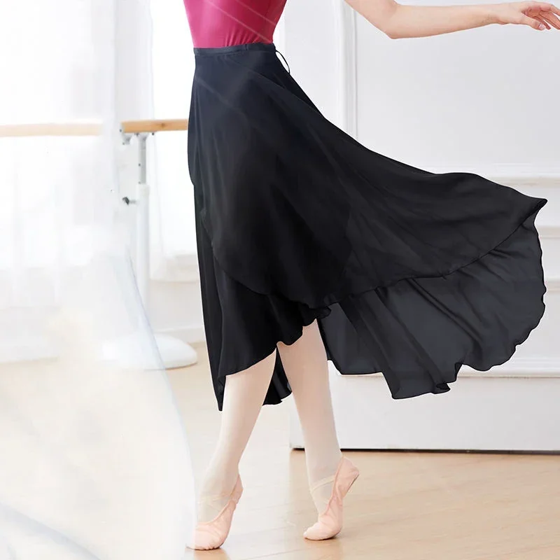 Chiffon Ballet Tutu Dance Skirt Dance Skate Wrap Scarf Gymnastics Ballerina Lyrical Long Ballet Skirt Dress Women
