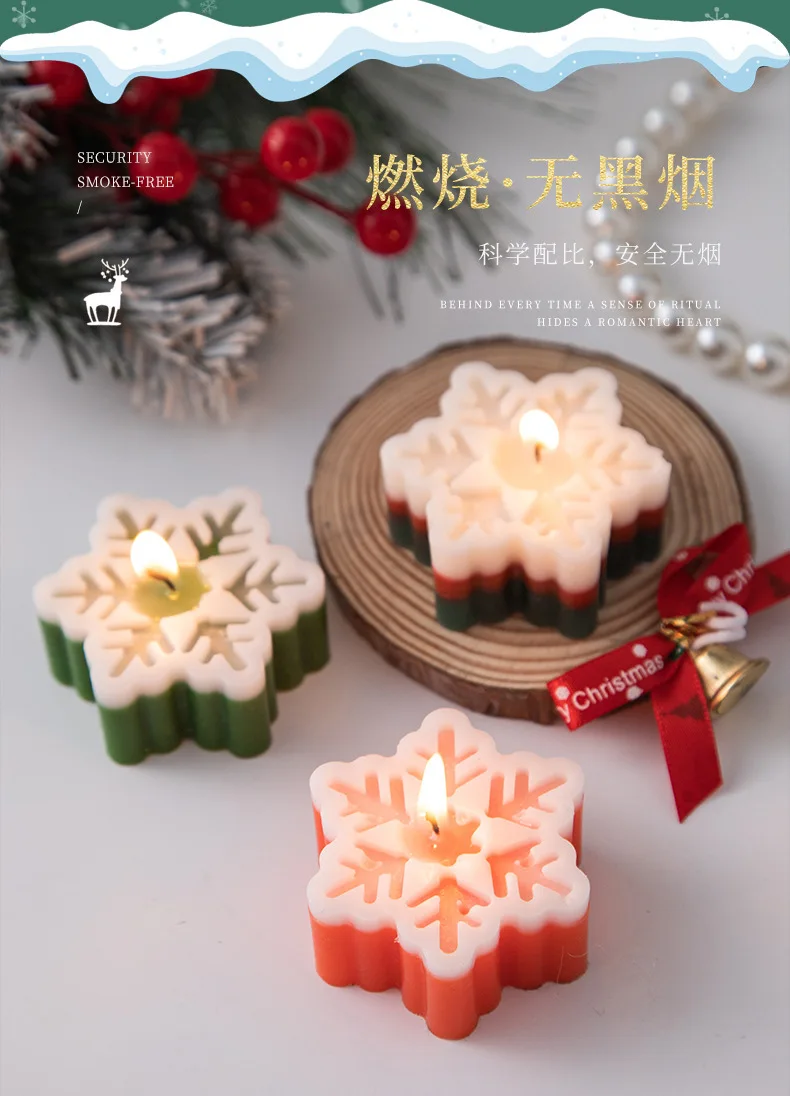 Handmade Christmas Snowflake Shape Aromatherapy Candles Winter Creative Home Decoration Holiday Gifts Scented Fragrance Candles