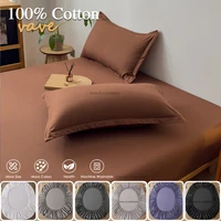 Cotton Fitted Sheet 90x200 160x200cm with Elastic Bands Non Slip Adjustable Mattress Covers for Single Double King Queen Bed 2