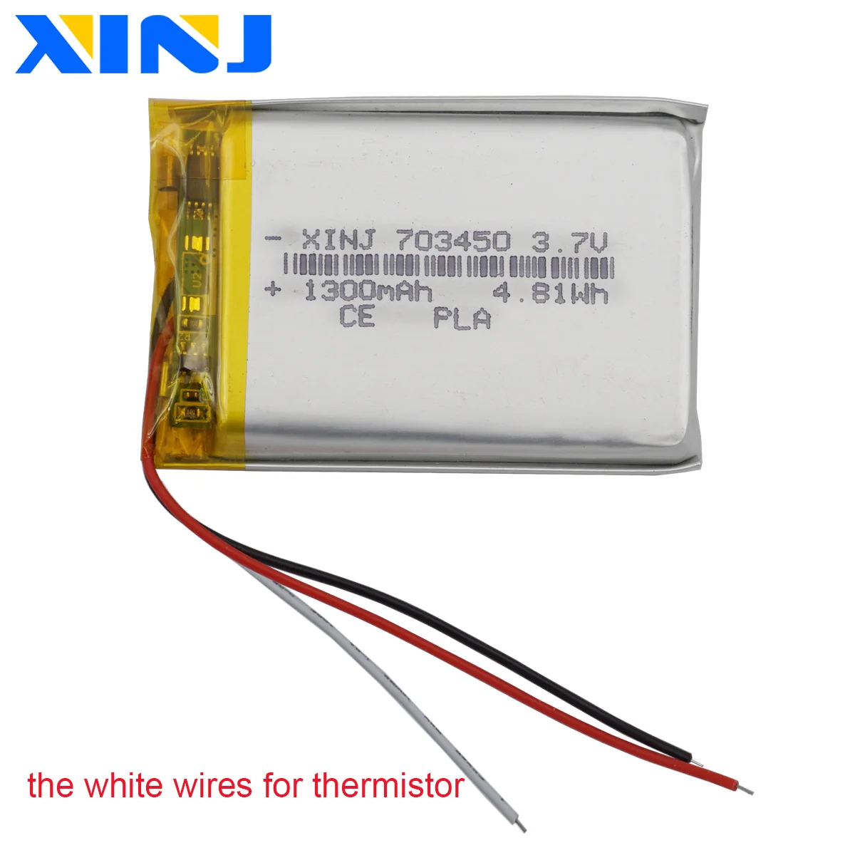 

3.7V 1300mAh 4.81Wh NTC Thermistor 3 Wire Rechargeable Polymer Lipo Battery 703450 For Cellular Line mp4 Sport GPS Car DashCam