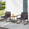 3 Pieces Rocking Bistro Set,Outdoor Rocker Chair with Coffee Table&Cushions,Patio Rattan Furniture Conversation Set for Balcony 3