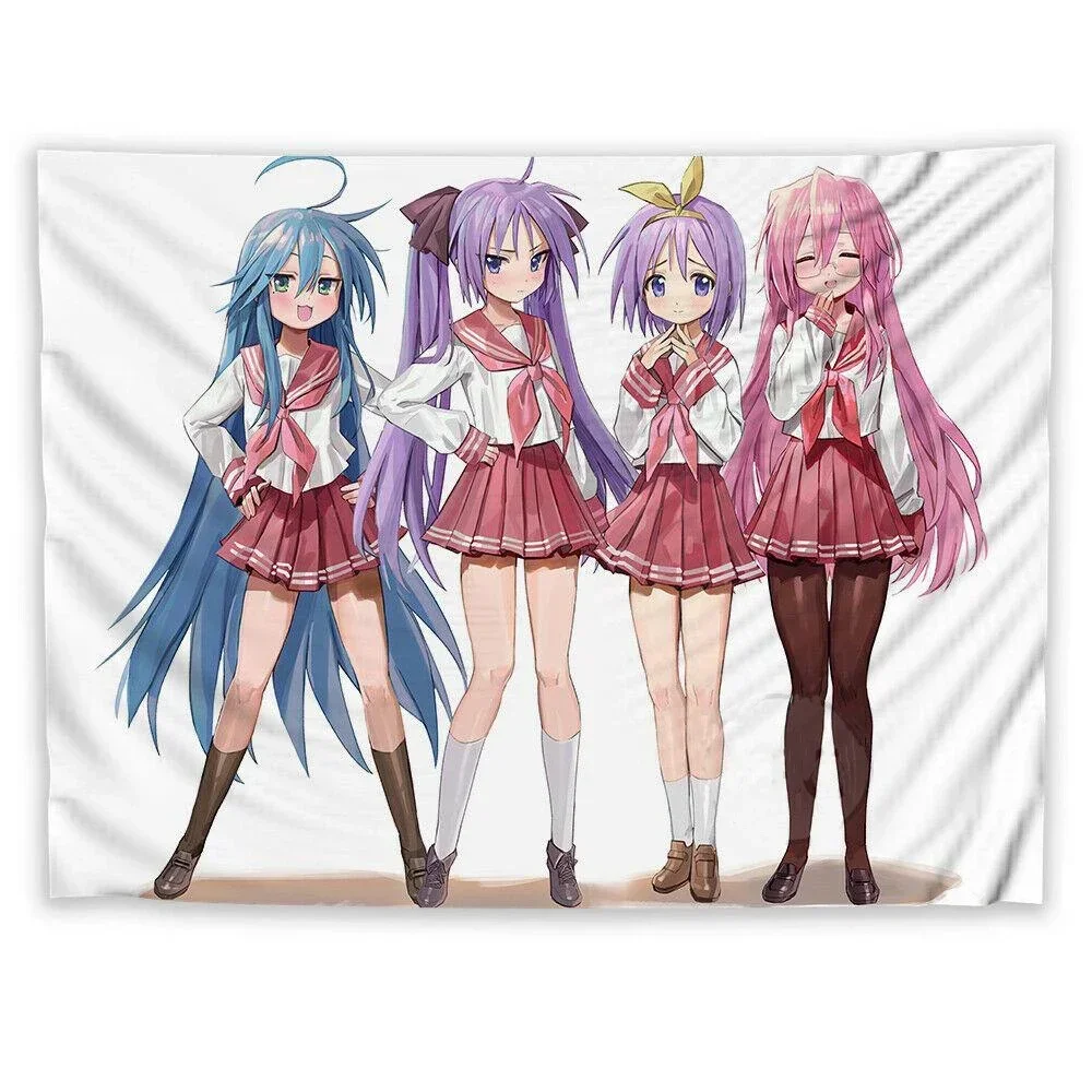 Anime Tapisserie Wandbehang Lucky Star Kawaii Izumi Konata Saitama Hintergrund Tuch Dekorative Decke Zimmer Dekor Ästhetik – Detail 21