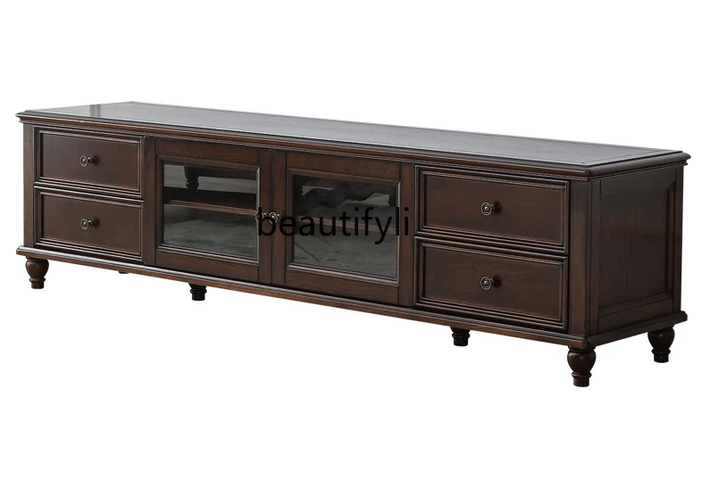

American Country Solid Wood Floor Cabinet Ash Wood Solid Wood Coffee Table TV Cabinet Combination Living Room Simple Furniture