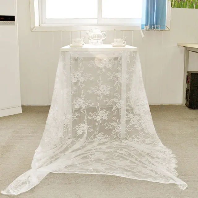 Nappe rustique en dentelle blanche pour mariage, Vintage, brodée, pour Table de réception, décor Boho, fête, saint-valentin 5
