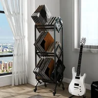 3 Tier Vinyl Record Storage Rack,Mobile Black Metal LP Storage Display Stand with Casters,Large Capacity Record Holder for Album 1