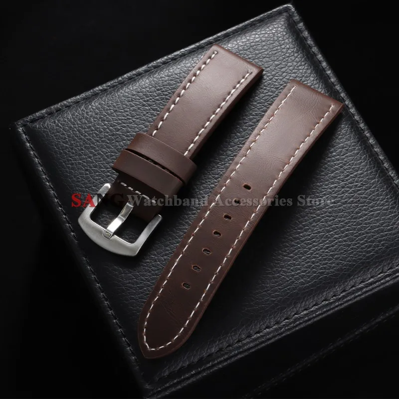 Premium Genuine Leather Watchband with Vintage Stitching – Universal Sport Strap