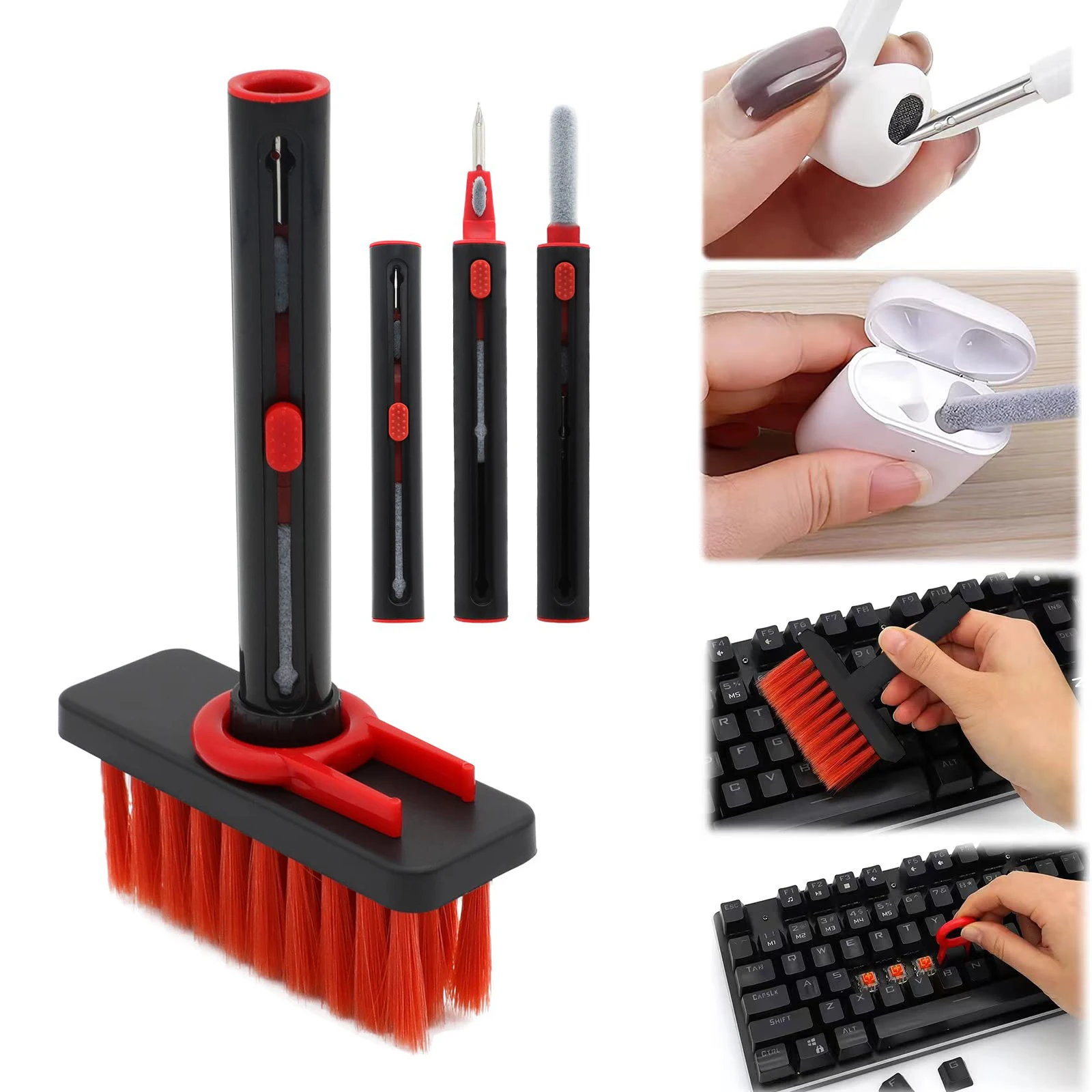 

5 in 1 Keyboard Cleaning Brush Kit Keycap Puller Earbuds Cleaner for Airpods Pro 1 2 3 Bluetooth Earphones Case Cleaning Tools