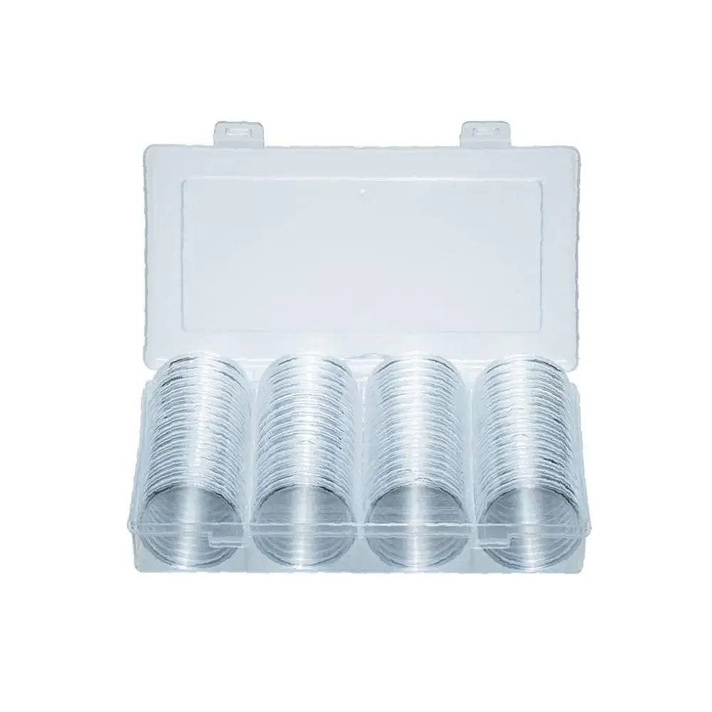 60 قطعة 41 مللي متر حامل كبسولات العملات المعدنية مع صندوق منظم التخزين لمجموعة العملات القديمة التذكارية بالدولار النسر الفضي