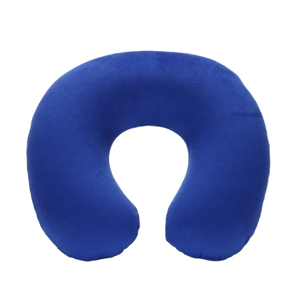 Travel Office Headrest U-shaped Inflatable Short Plush Cover + PVC Inflatable Pillow Pillow Support Cushion Neck Pillow 9 Colors 5