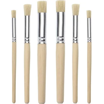 6/12 pezzi pennello stencil in legno setole naturali modello in legno pennelli artistici per pittura ad acquerello a olio acrilico artigianato fai da te 1