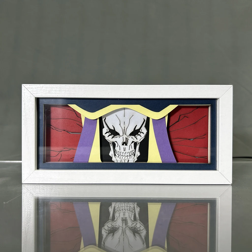 Overlord Albedo Led Light Box for Bedroom Decor Desk Anime Paper Cut Shadow Box Kids Birthday Gift Table Lamps Ainz Ooal Gown 3