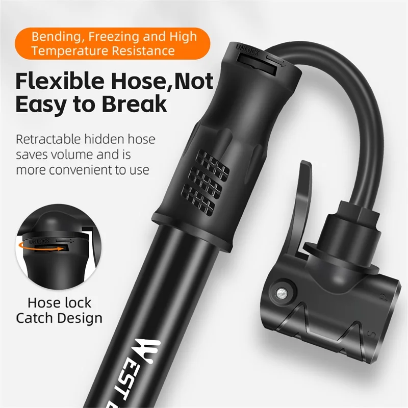 WEST BIKING Mini Bike Pump Aluminum Alloy Bicycle Hand Air Pump Tire Inflator Schrader Presta Valve MTB Road Cycling